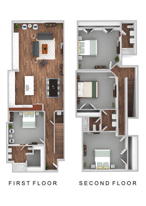 Floor plan for 4 beds, 3.5 baths, 2264 sqft